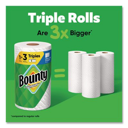 Bounty Kitchen Roll Paper Towels, 2-Ply, White, 10.5 x 11, 75 Sheets/Roll, 4 Triple Rolls/Pack, 6 Packs/Carton (16007)