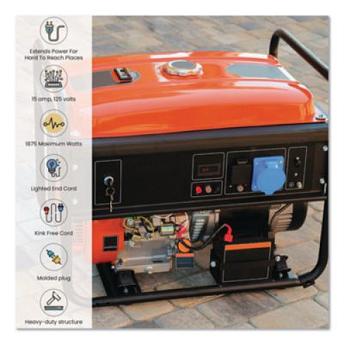 GoGreen Power 12 AWG 3-Outlet Heavy-Duty Extension Cord, 100 ft, 15 A, Orange (GG15200)