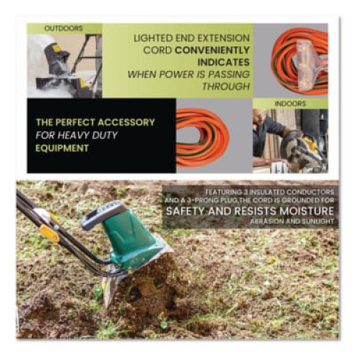 GoGreen Power 12 AWG 3-Outlet Heavy-Duty Extension Cord, 100 ft, 15 A, Orange (GG15200)
