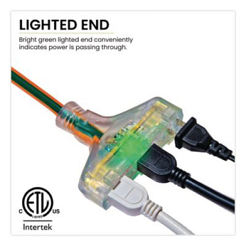 GoGreen Power 12 AWG 3-Outlet Heavy-Duty Extension Cord, 25 ft, 15 A, Orange (GG15225)