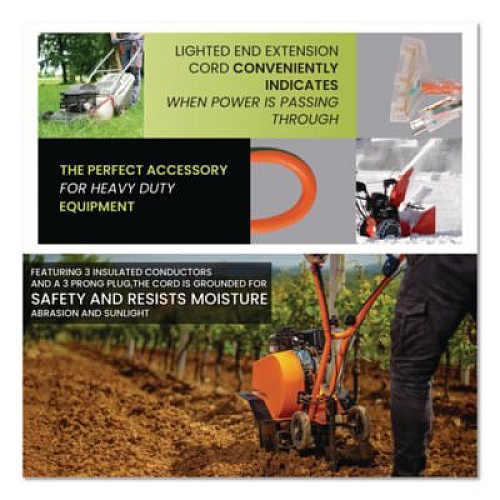 GoGreen Power 12 AWG 3-Outlet Heavy-Duty Extension Cord, 2 ft, 15 A, Orange (GG15302)