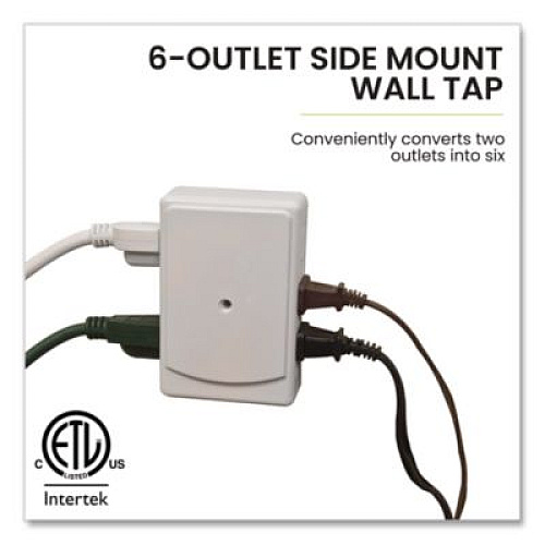 GoGreen Power 6 Outlet Side Mount Wall Tap, White (GG16000TSM)