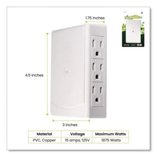 GoGreen Power 6 Outlet Side Mount Wall Tap, White (GG16000TSM)