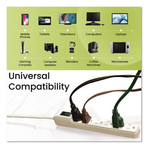GoGreen Power 6 Outlet Mini Surge Protector, 2 ft Cord, 160 J, White (GG16103MIN)