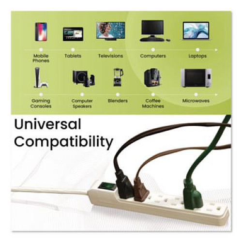 GoGreen Power 6 Outlet Mini Surge Protector, 2 ft Cord, 160 J, Black (GG16103MINBK)