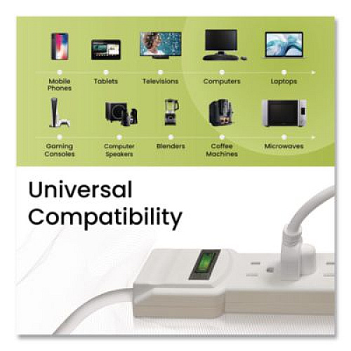 GoGreen Power 6 Outlet Surge Protector, 6 ft Cord, 250 J, White (GG16106MS)