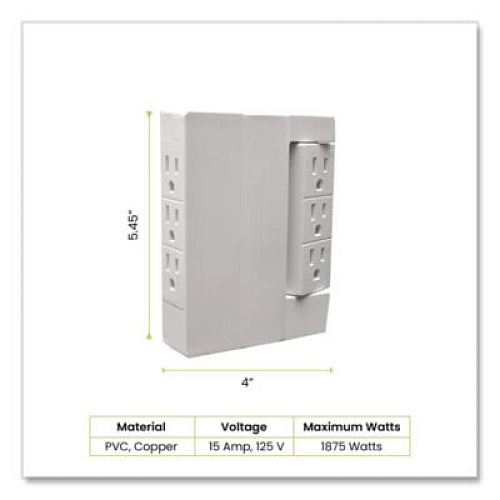 GoGreen Power 6 Outlet Swivel Wall Tap, White (GG16000TSW)