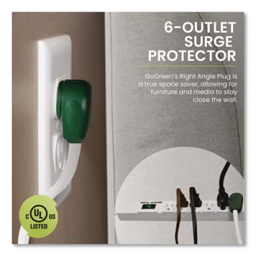 GoGreen Power 6 Outlet Surge Protector, 15 ft Cord, 1,200 J, White (GG1631515)
