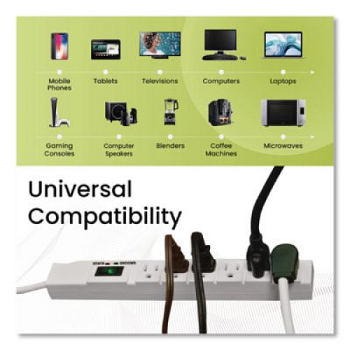 GoGreen Power 6 Outlet Surge Protector, 15 ft Cord, 1,200 J, White (GG1631515)