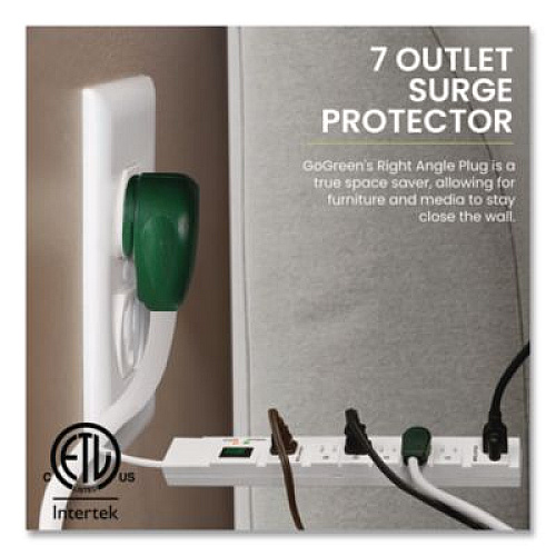 GoGreen Power 7 Outlet Surge Protector, 6 ft Cord, 1,200 J, White (GG17636)