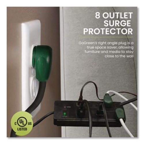 GoGreen Power 8 Outlet Surge Protector, 6 ft Cord, 750 J, Black (GG18316BK)