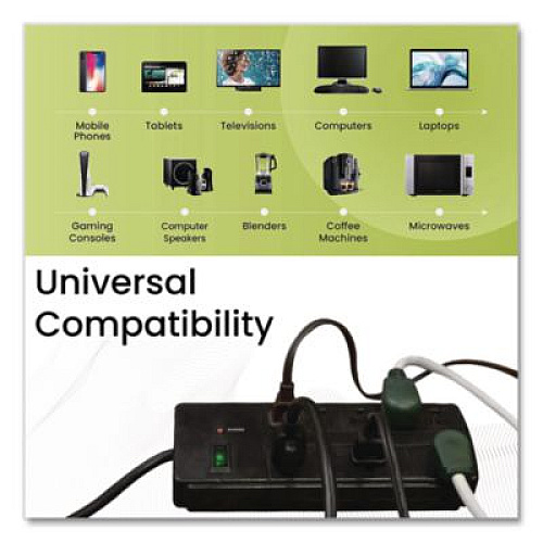 GoGreen Power 8 Outlet Surge Protector, 6 ft Cord, 750 J, Black (GG18316BK)