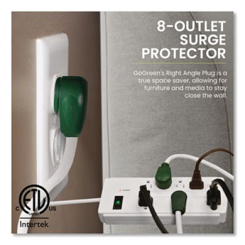GoGreen Power 8 Outlet Surge Protector, 6 ft Cord, 750 J, White (GG18316WH)