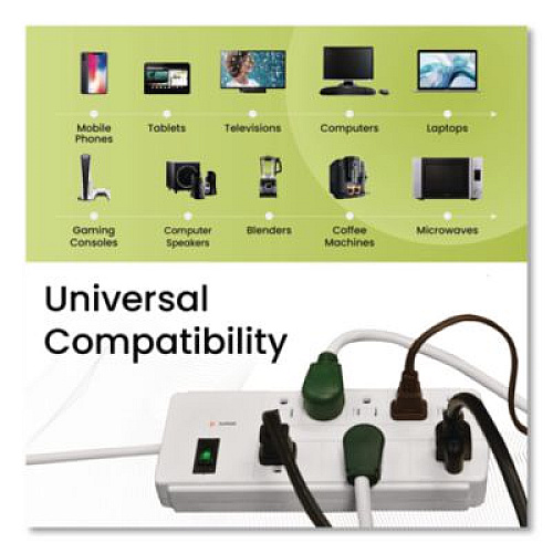 GoGreen Power 8 Outlet Surge Protector, 6 ft Cord, 750 J, White (GG18316WH)
