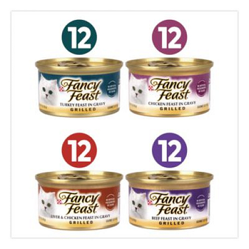 Fancy Feast Poultry and Beef Variety Pack, Assorted Flavors, 3 oz Can, 48/Carton (22002665)