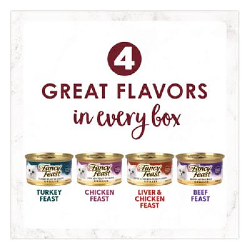 Fancy Feast Poultry and Beef Variety Pack, Assorted Flavors, 3 oz Can, 48/Carton (22002665)