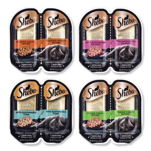 Sheba Perfect Portions Variety Twin Packs, Assorted Flavors, 1.32 oz Can, 60/Carton (22002668)