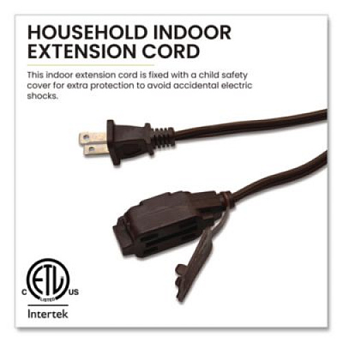 GoGreen Power Household Extension Cord, 12 ft, 13 A, Brown, 3/Pack (GG248123)