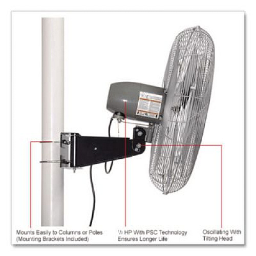 Global Industrial Deluxe Oscillating Fan, Pole or Column Mount, 24", 4,660 CFM, 1/2 hp (293157)