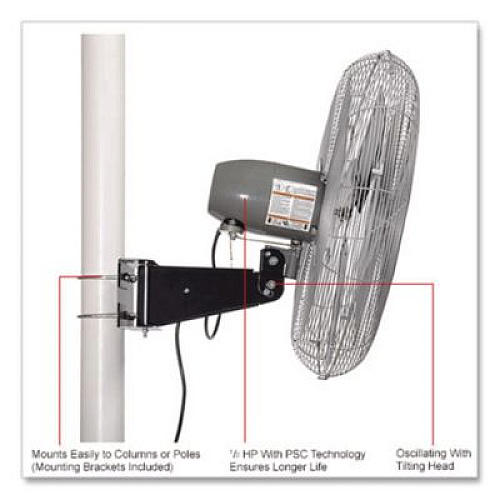 Global Industrial Deluxe Oscillating Fan, Pole or Column Mount, 30", 7,300 CFM, 1/2 hp (293158)