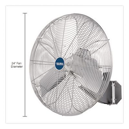 Global Industrial Washdown Wall Mount Fan, 24", 1 Speed, Silver (293018)
