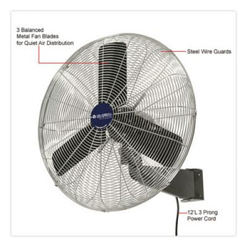 Global Industrial Oscillating Wall Mount Fan, 24", 3 Speeds, Black (607050)