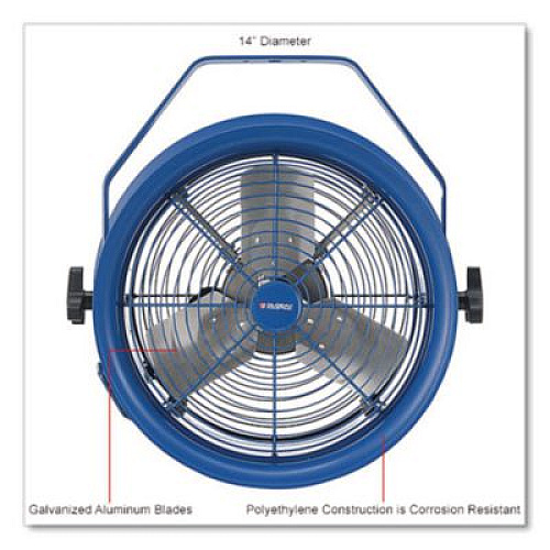 Global Industrial High Velocity Drum Fan with Yoke Mount, 14", 1 Speed, Blue (293092)