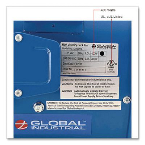 Global Industrial High Velocity Drum Fan with Yoke Mount, 14", 1 Speed, Blue (293092)