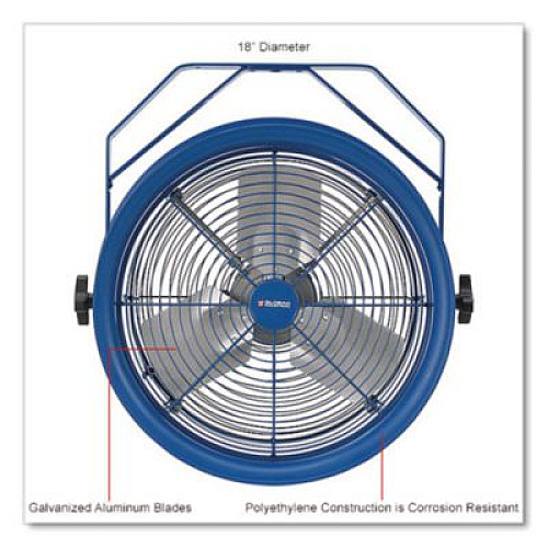 Global Industrial High Velocity Drum Fan with Yoke Mount, 18", 1 Speed, Blue (293093)