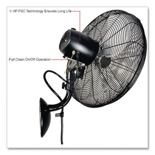 Global Industrial Industrial Wall Mounted Oscillating Fan, 18", 3 Speeds, Black (293129)