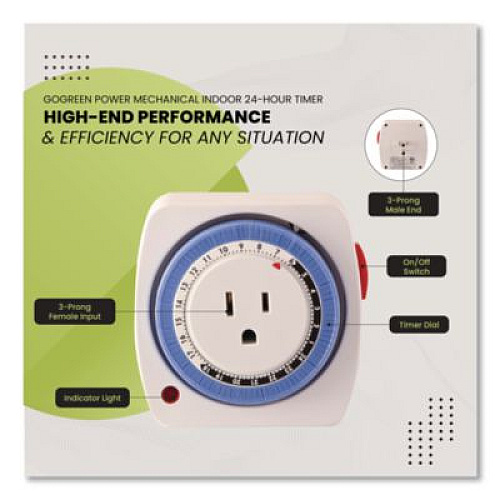 GoGreen Power AC Indoor Timer, Analog, 4 x 3, White (GG36011)