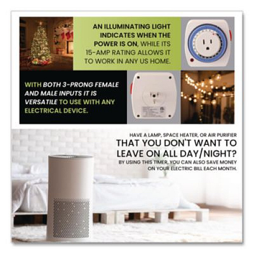 GoGreen Power AC Indoor Timer, Analog, 4 x 3, White (GG36011)