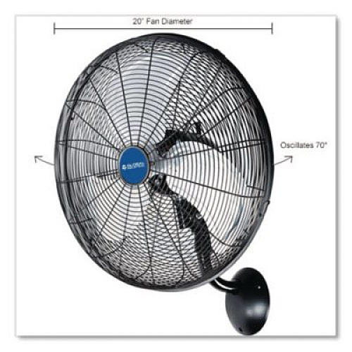 Global Industrial Industrial Wall Mounted Oscillating Fan, 20", 3 Speeds, Black (293130)