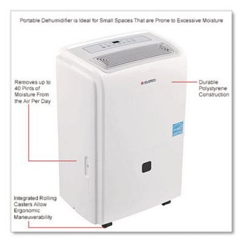 Global Industrial Portable Dehumidifier with Pump and Wi-Fi, 9.62 x 11.62 x 19.87, White (246733)