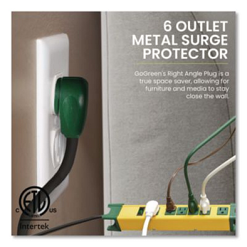 GoGreen Power 6 Outlet Metal Surge Protector, 6 ft Cord, 250 J, Yellow (GG26114)