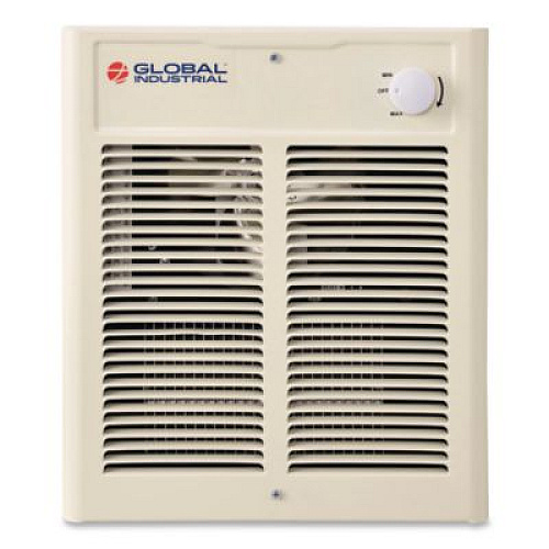 Global Industrial Fan Forced Wall Heater, Shaded Pole Motor, 1,500 W, 10.63 x 4.75 x 12.25, White (246744)