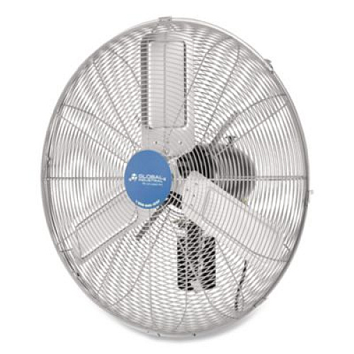 Global Industrial Deluxe Oscillating Wall Mount Fan, 24", 3 Speeds, Silver (258321)