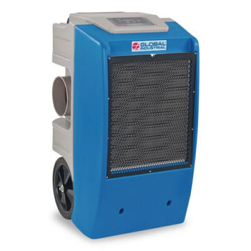 Global Industrial Low Grain Refrigerant Dehumidifier with Pump, 130 pt Tank Capacity, 22.43 x 20.81 x 37.81, Blue (246704)