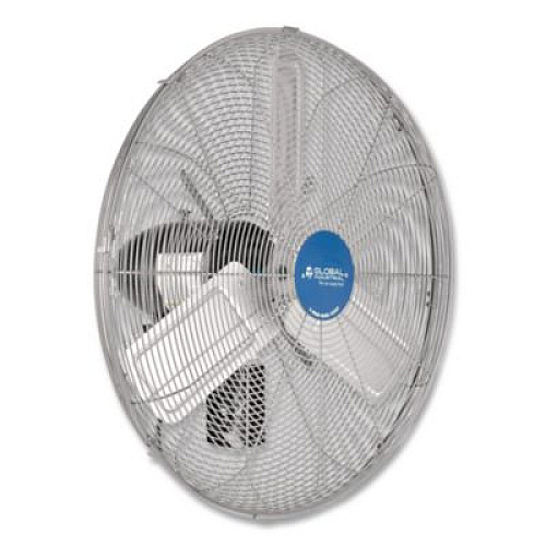 Global Industrial Deluxe Oscillating Wall Mount Fan, 30", 3 Speeds, Black/Silver (258322)