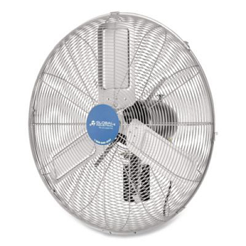 Global Industrial Deluxe Oscillating Wall Mount Fan, 30", 3 Speeds, Black/Silver (258322)