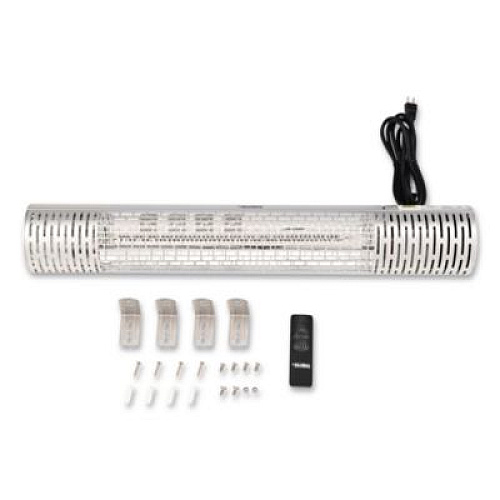 Global Industrial Infrared Patio Heater with Remote Control, 1,500 W. 30.75 x 5 x 5.38, Silver (246720)