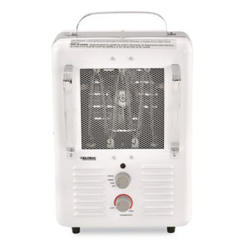 Global Industrial Portable Milkhouse Style Electric Heater, 1,500 W, 8 x 10.25 x 15.75, White (246098)