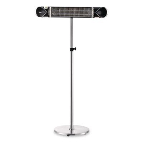 Global Industrial Infrared Patio Heater Free Standing with Remote Control, 1,500 W, 35.38 x 5.13 x 42 to 82, Black (246722)