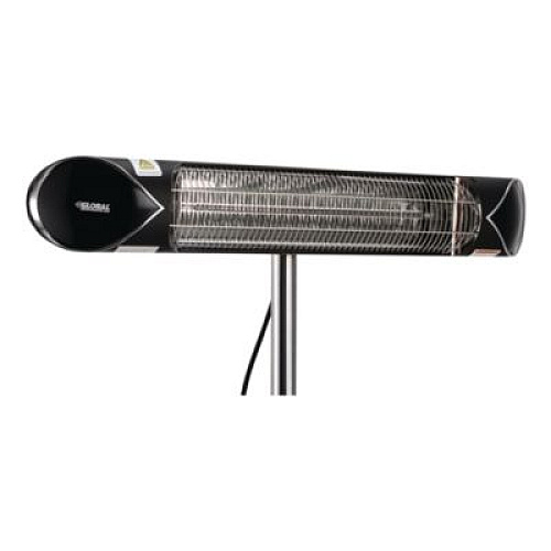 Global Industrial Infrared Patio Heater Free Standing with Remote Control, 1,500 W, 35.38 x 5.13 x 42 to 82, Black (246722)