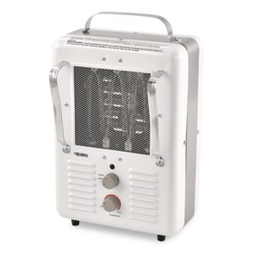 Global Industrial Portable Milkhouse Style Electric Heater, 1,500 W, 8 x 10.25 x 15.75, White (246098)
