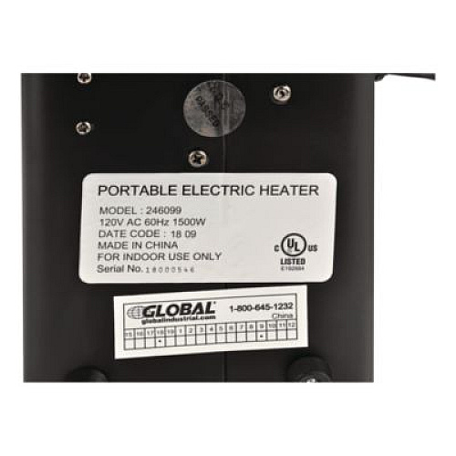 Global Industrial Portable Heater, 1,500 W, 5.31 x 7.12 x 4.93, Black (246099)