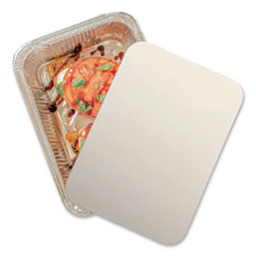 HFA Laminated Board Lid, 7 x 5, Silver/White, Aluminum, 500/Carton (2060L)