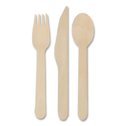Hoffmaster Pre-Rolled Caterwrap Kraft Napkins with Wood Cutlery, Fork/Knife/Napkin/Spoon, Plastic, Brown, 100/Carton (120030)