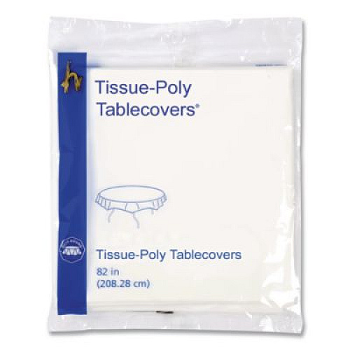 Hoffmaster Tissue/Poly Tablecovers, 82" Diameter, White, 25/Carton (210101)
