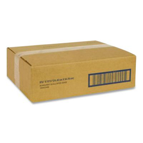 Hoffmaster Placemats, Smooth Surface, Scalloped Edges, 13.5" x 9.5", Burgundy, 1,000/Carton (310524)